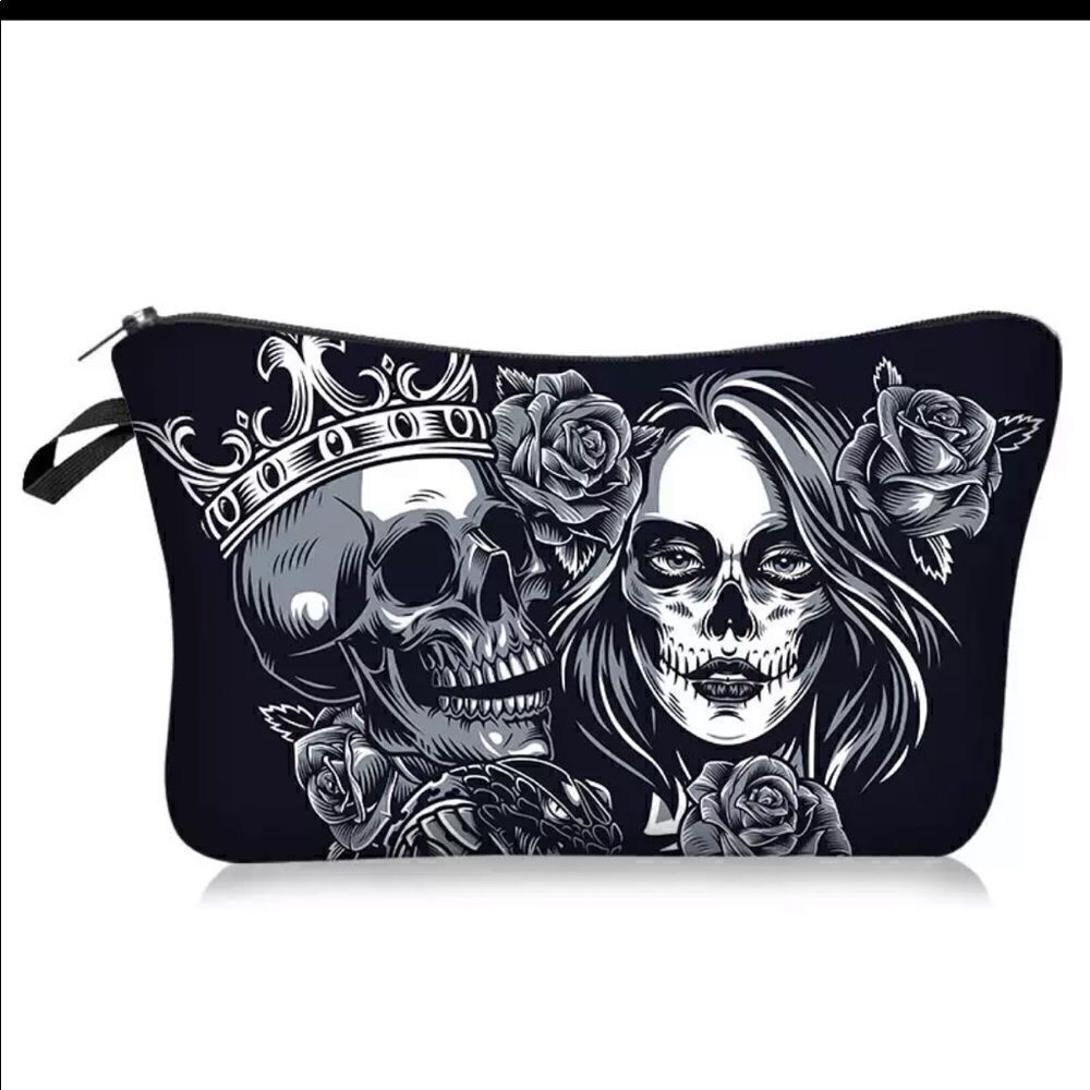 Make up bag SKULLS colorful +2 poly mailers 10x13
